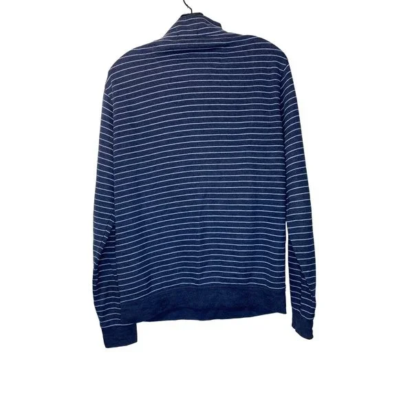 Peter Millar Men's S Blue Stripe Pullover Mock Neck 1/4 Zip Golf Top Sweatshirt - Picture 3 of 12